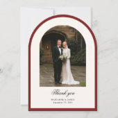 Elegant Modern Arch Photo Wedding Thank You Card 招待状 (正面)
