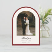 Elegant Modern Arch Photo Wedding Thank You Card 招待状 (スタンド正面)