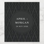 ELEGANT MODERN ART DECO BLACK ORNATE FLORA WEDDING ワインラベル (シングルラベル)