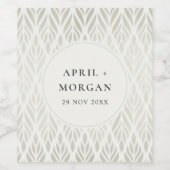 ELEGANT MODERN ART DECO WHITE SILVER FOIL WEDDING ワインラベル (シングルラベル)