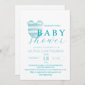 Elegant Modern  Baby Shower Boy 招待状 (正面/裏面)