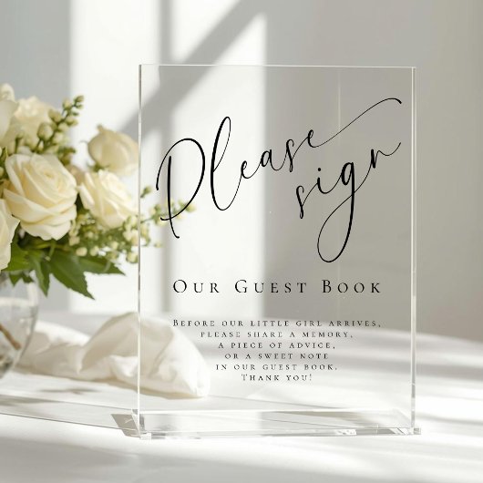 Elegant Modern Baby Shower Guest Book  アクリルサイン