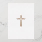 Elegant Modern Baptism Christening Religious Cross 箔招待状 (裏面)