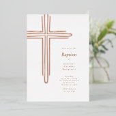 Elegant Modern Baptism Christening Religious Cross 箔招待状 (立ち正面)