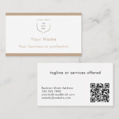 Elegant Modern Beige Logo QR Code Professional 名刺 (正面/裏面)