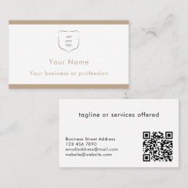 Elegant Modern Beige Logo QR Code Professional 名刺