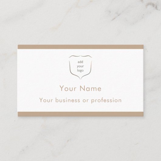 Elegant Modern Beige Logo QR Code Professional 名刺 (正面)