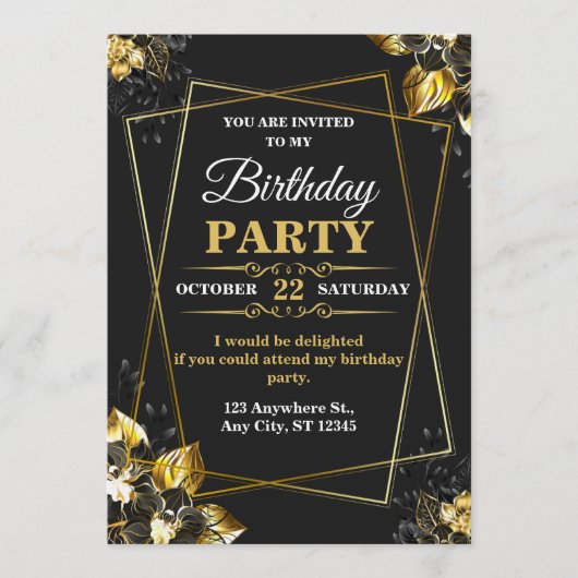 Elegant & Modern Birthday Card – CUSTOMIZABLE CARD 招待状 (正面)