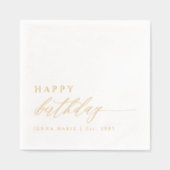 Elegant Modern Birthday Party Personalized Gold 箔ナプキン (正面)