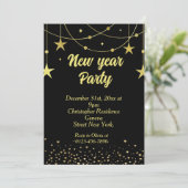 Elegant Modern Black and Gold New year Eve  招待状 (スタンド正面)