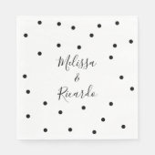 Elegant Modern Black and White Polka Dots スタンダードランチョンナプキン (正面)
