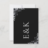 Elegant Modern Black Floral Wedding RSVP Card ノートカード (裏面)