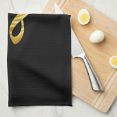 Elegant Modern Black Gold Music Notes,Piano Keys   キッチンタオル (四つ折り)