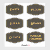 Elegant Modern Black Gold Pantry Food Jar Labels シール (シート)