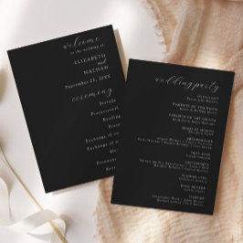 Elegant Modern Black Tie Formal Wedding Program 招待状