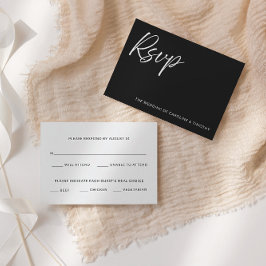 Elegant Modern Black Tie Wedding RSVP Card ノートカード