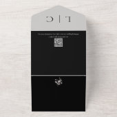 Elegant modern black wedding photo with RSVP オールインワン招待状 (外側)