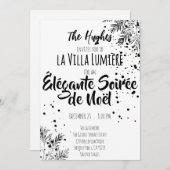 Elegant Modern Black & White Christmas Invite 招待状 (正面/裏面)