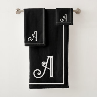 Elegant Modern Black &white Monogram   バスタオルセット