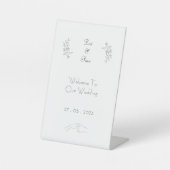 Elegant Modern Black & White Simple Wedding Sign 台座サイン (正面)