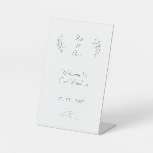 Elegant Modern Black & White Simple Wedding Sign 台座サイン (正面)