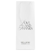 Elegant Modern Black & White Wedding Welcome ワインギフトバッグ (正面)