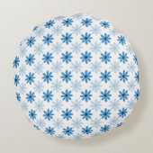 Elegant Modern Blue Blossom Motif Round Pillow ラウンドクッション (裏面)