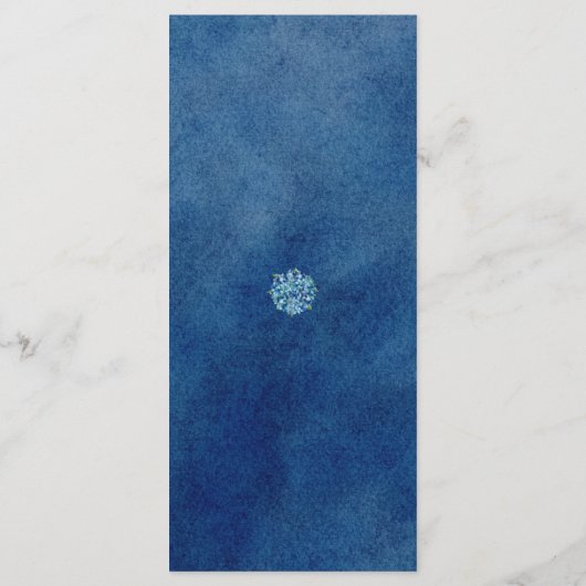  Elegant Modern Blue Hydrangeas Floral Wedding メニュー (裏面)