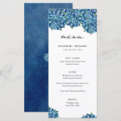  Elegant Modern Blue Hydrangeas Floral Wedding メニュー (正面/裏面)