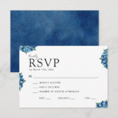 Elegant Modern Blue Hydrangeas Wedding 出欠カード (正面/裏面)