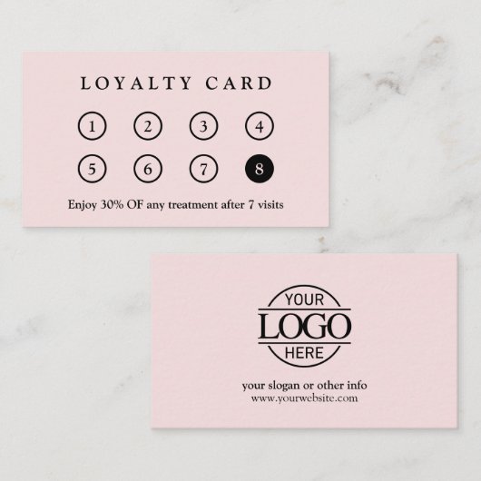 Elegant Modern Blush Pink Company Business Logo ロイヤリティカード (正面/裏面)
