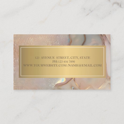 Elegant Modern Blush Pink Opal Gold 名刺 (裏面)