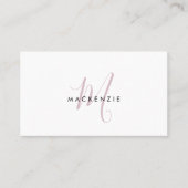 Elegant Modern Blush Pink Script Monogram QR Code 名刺 (正面)