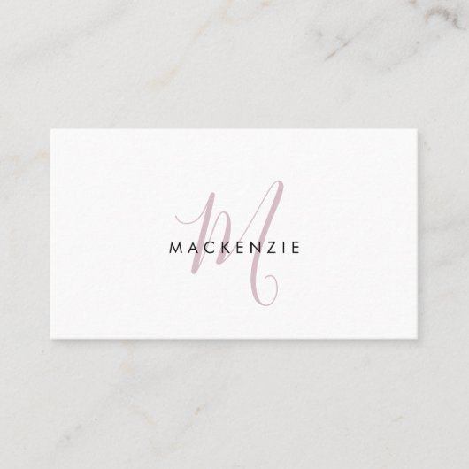 Elegant Modern Blush Pink Script Monogram QR Code 名刺 (正面)