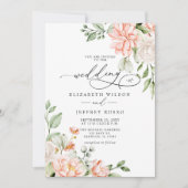 Elegant Modern Blush White Floral Wedding 招待状 (正面)