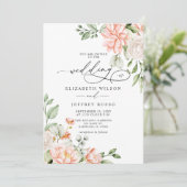 Elegant Modern Blush White Floral Wedding 招待状 (スタンド正面)
