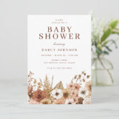 Elegant Modern Boho Floral Baby Shower 招待状 (スタンド正面)