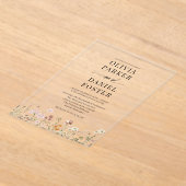 Elegant Modern Boho Wildflower Wedding  アクリル招待状 (レイダウン)