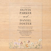 Elegant Modern Boho Wildflower Wedding  アクリル招待状 (正面)