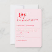 Elegant Modern Bold Red Pink Wedding 出欠カード (正面)