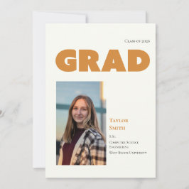 Elegant modern bold typescript -orange graduation  案内状