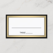 Elegant Modern Border Black, Gold & White Escort / プレイスカード (正面)