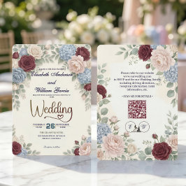 Elegant Modern Botanical All In One QR Code 招待状