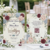 Elegant Modern Botanical All In One QR Code 招待状