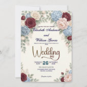 Elegant Modern Botanical All In One QR Code 招待状 (正面)