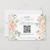 Elegant Modern Botanical Blush Floral QR CODE 出欠カード (正面)