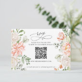 Elegant Modern Botanical Blush Floral QR CODE 出欠カード (スタンド正面)