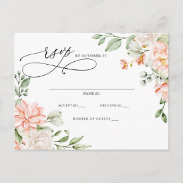 Elegant Modern Botanical Blush Floral RSVP ポストカード