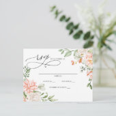 Elegant Modern Botanical Blush Floral RSVP ポストカード (スタンド正面)