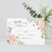 Elegant Modern Botanical Blush Floral Wedding 出欠カード (スタンド正面)